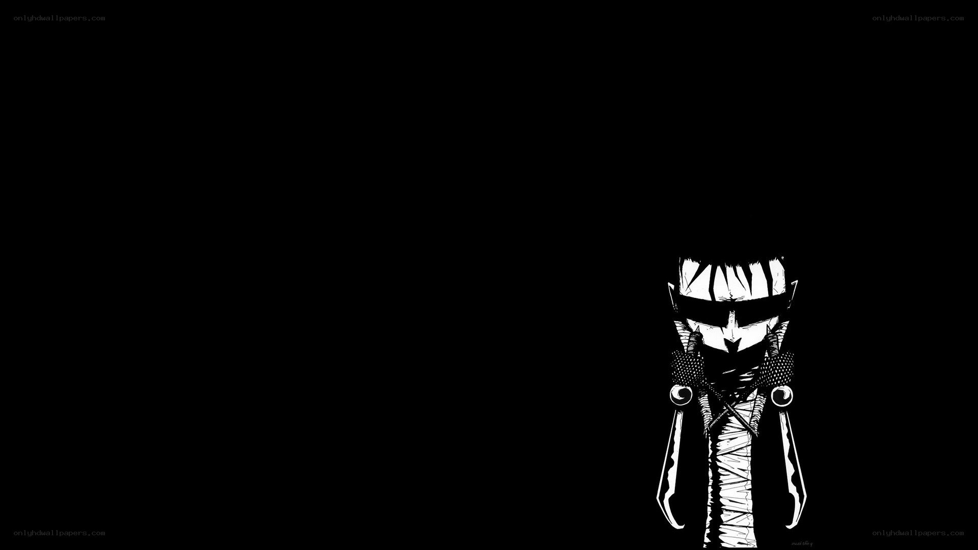 black and white character illustration