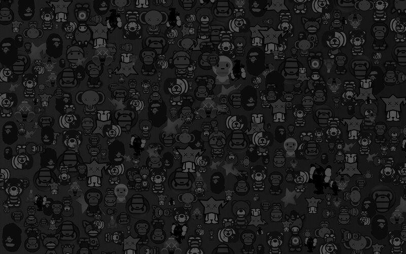 black and white character pattern
