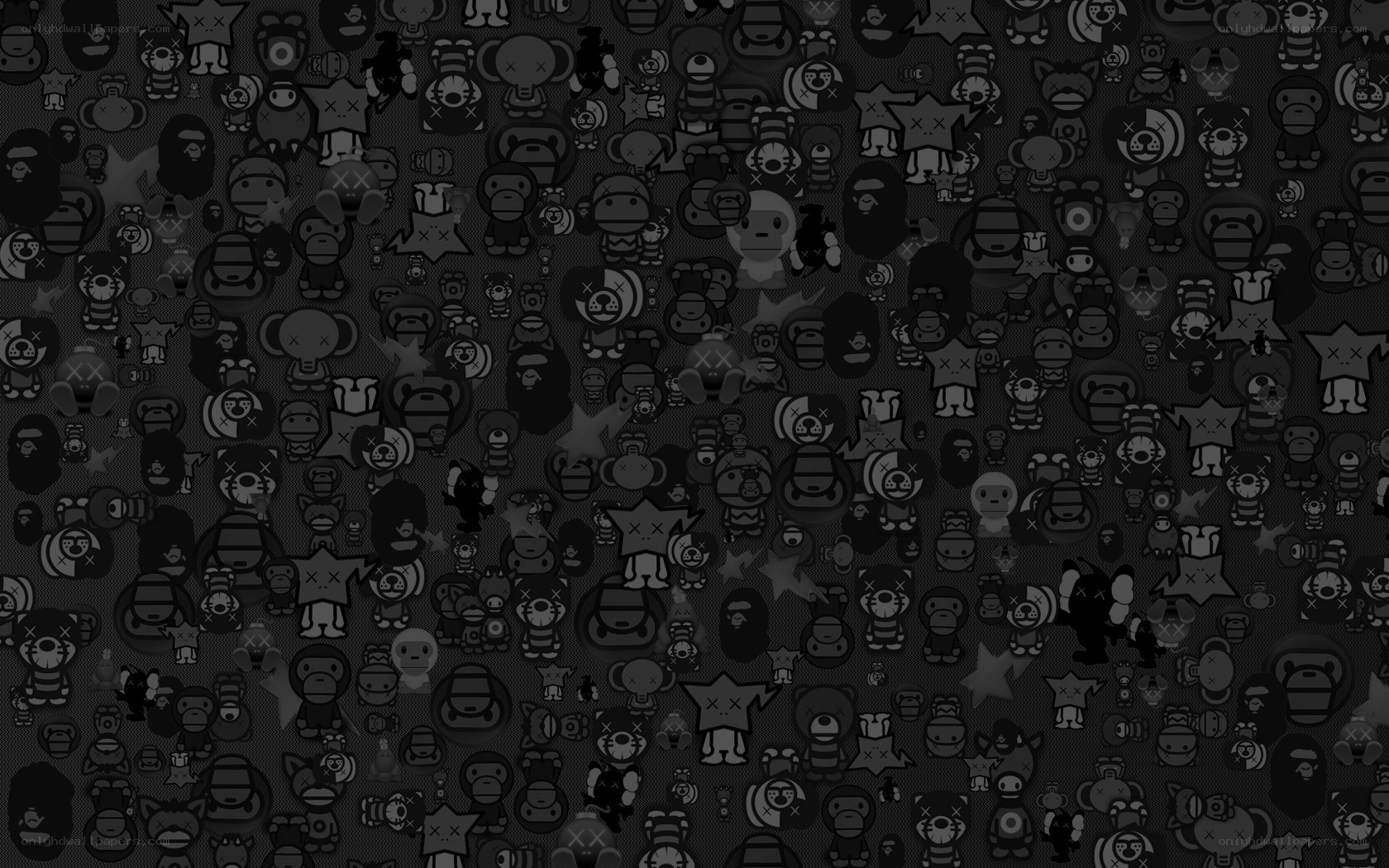 black and white character pattern