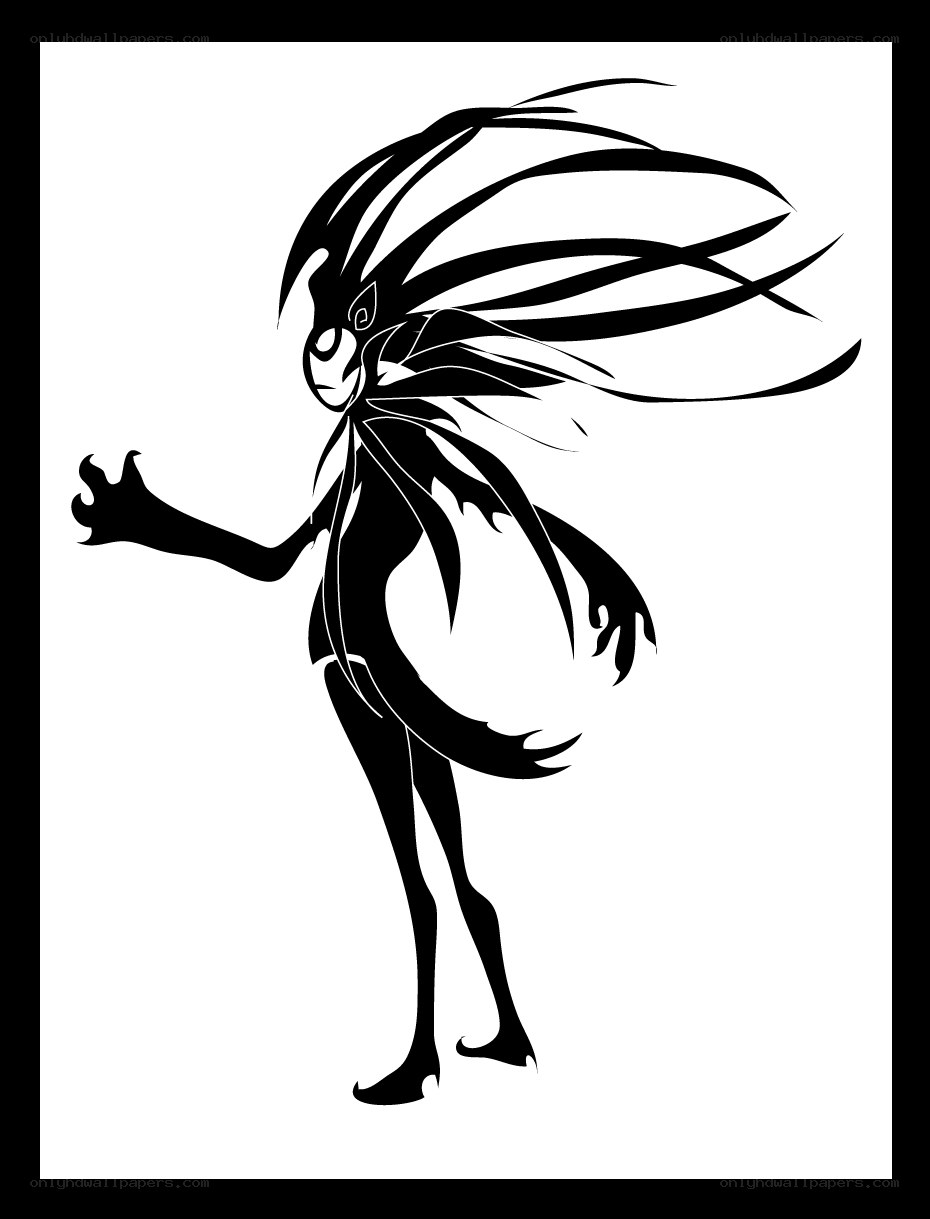 black and white character silhouette