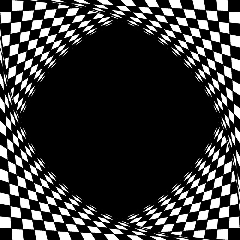 Black and White Checkerboard — Hypnotic, Abstract, Tunnel