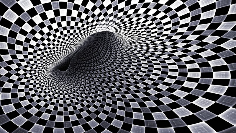Black and White Checkerboard Tunnel — Hypnotic