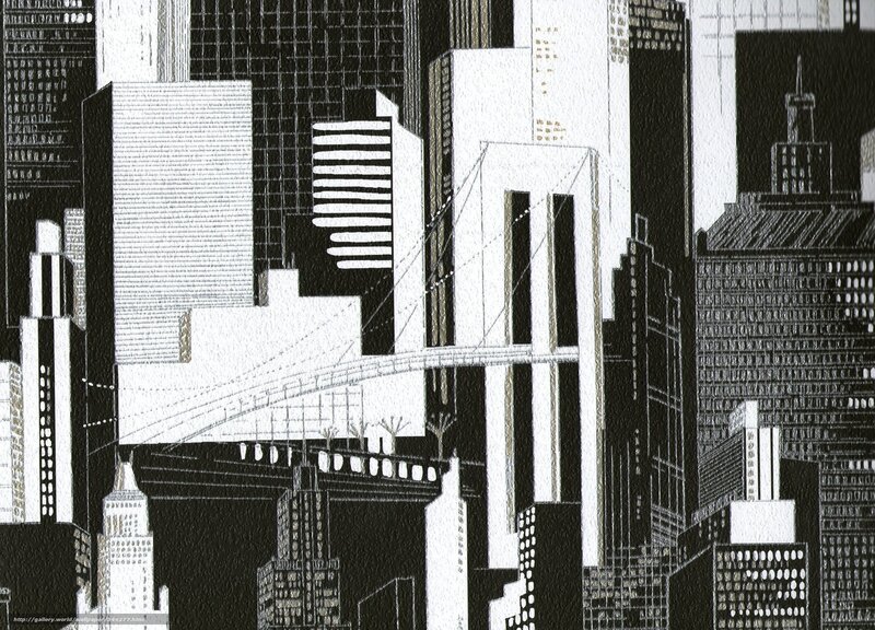 Black and white cityscape art