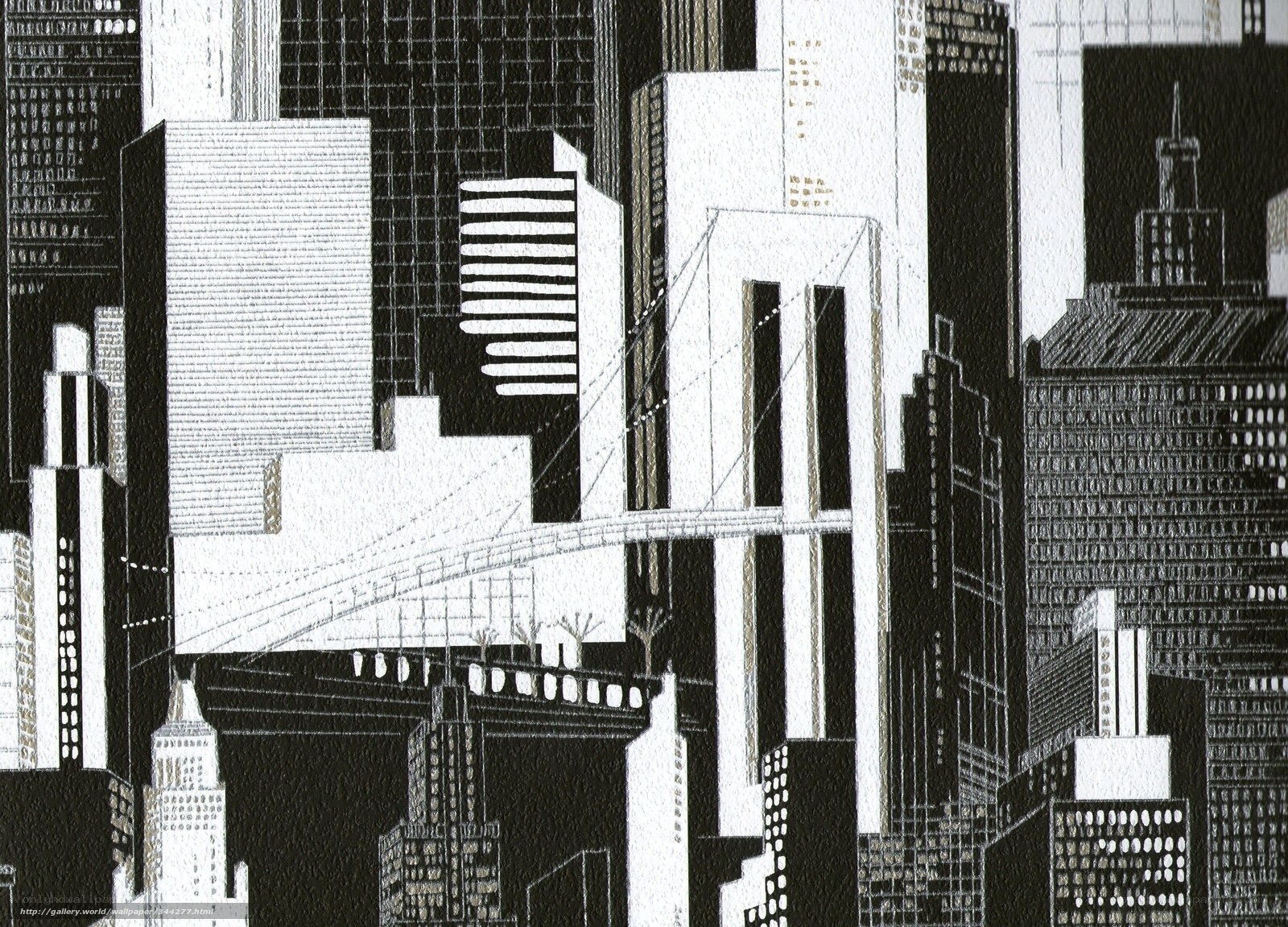 Black and white cityscape art