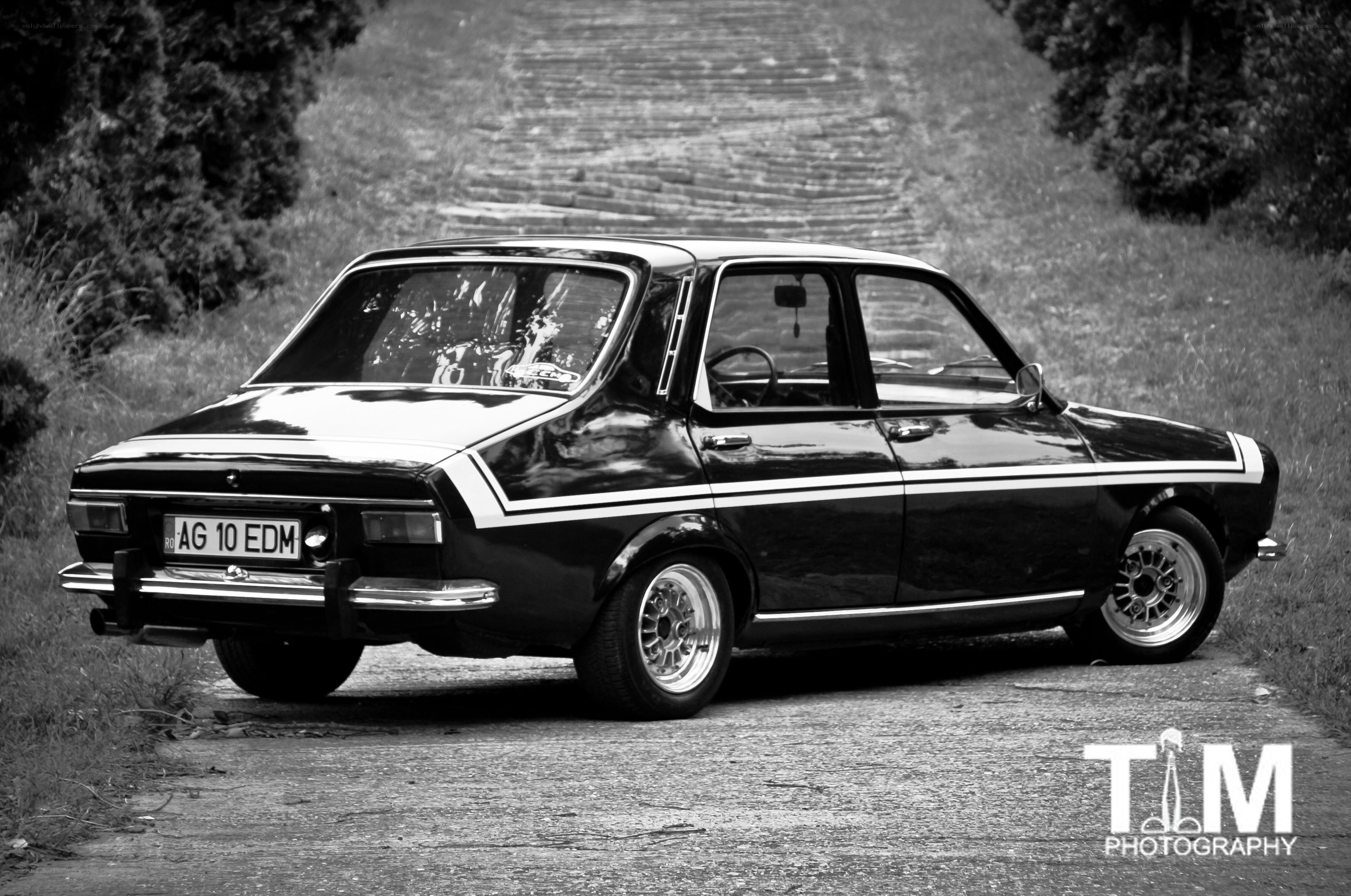 Black and white classic car
