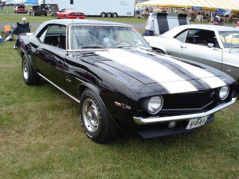 Black and white classic muscle car