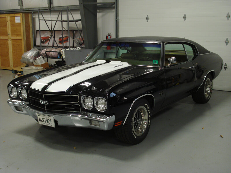 Black and white classic muscle car