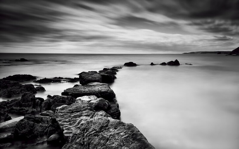 Black and white coastal rocks