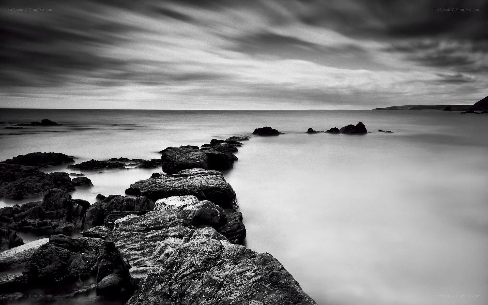 Black and white coastal rocks