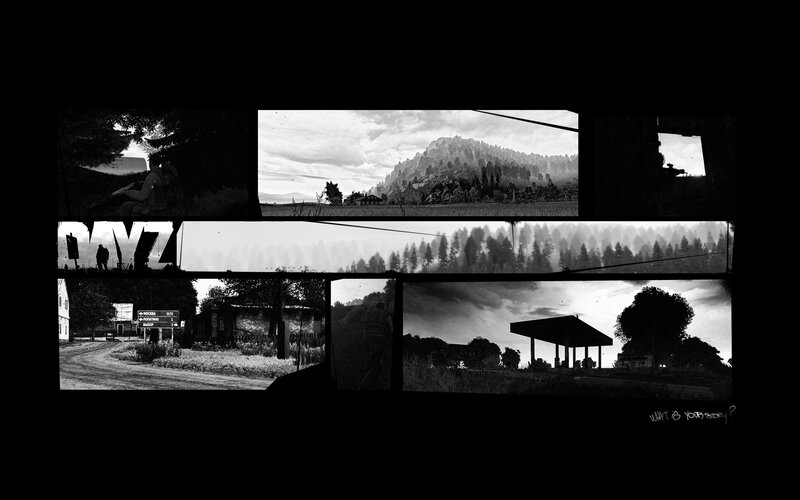 Black and white collage of rural scenes