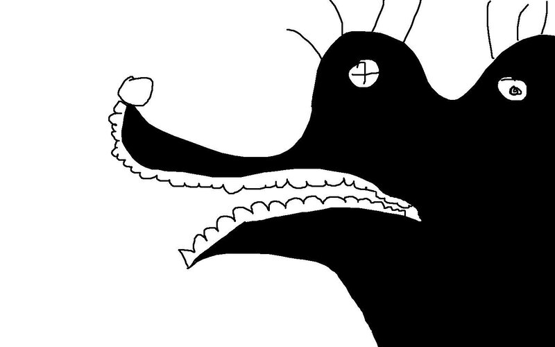 black and white creature drawing