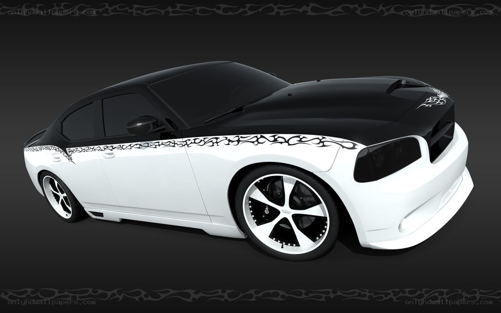 black and white custom car