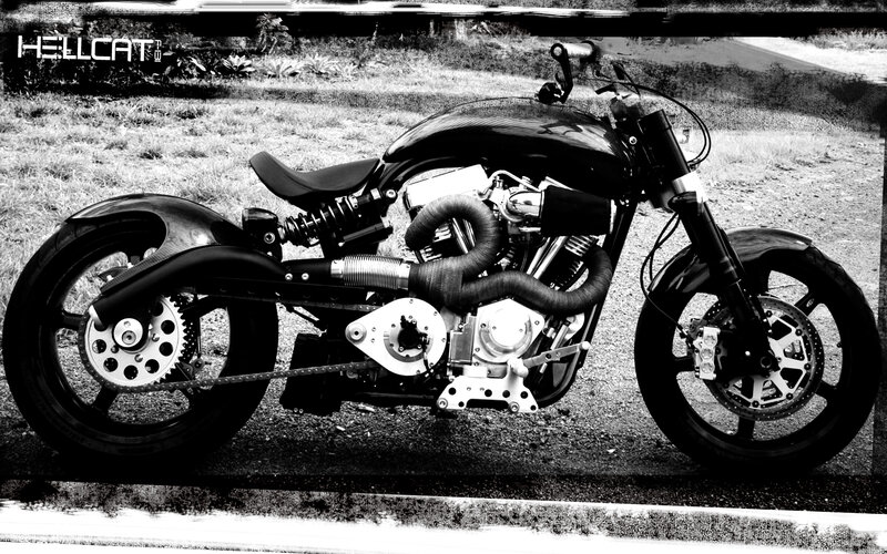 Black and white custom motorcycle