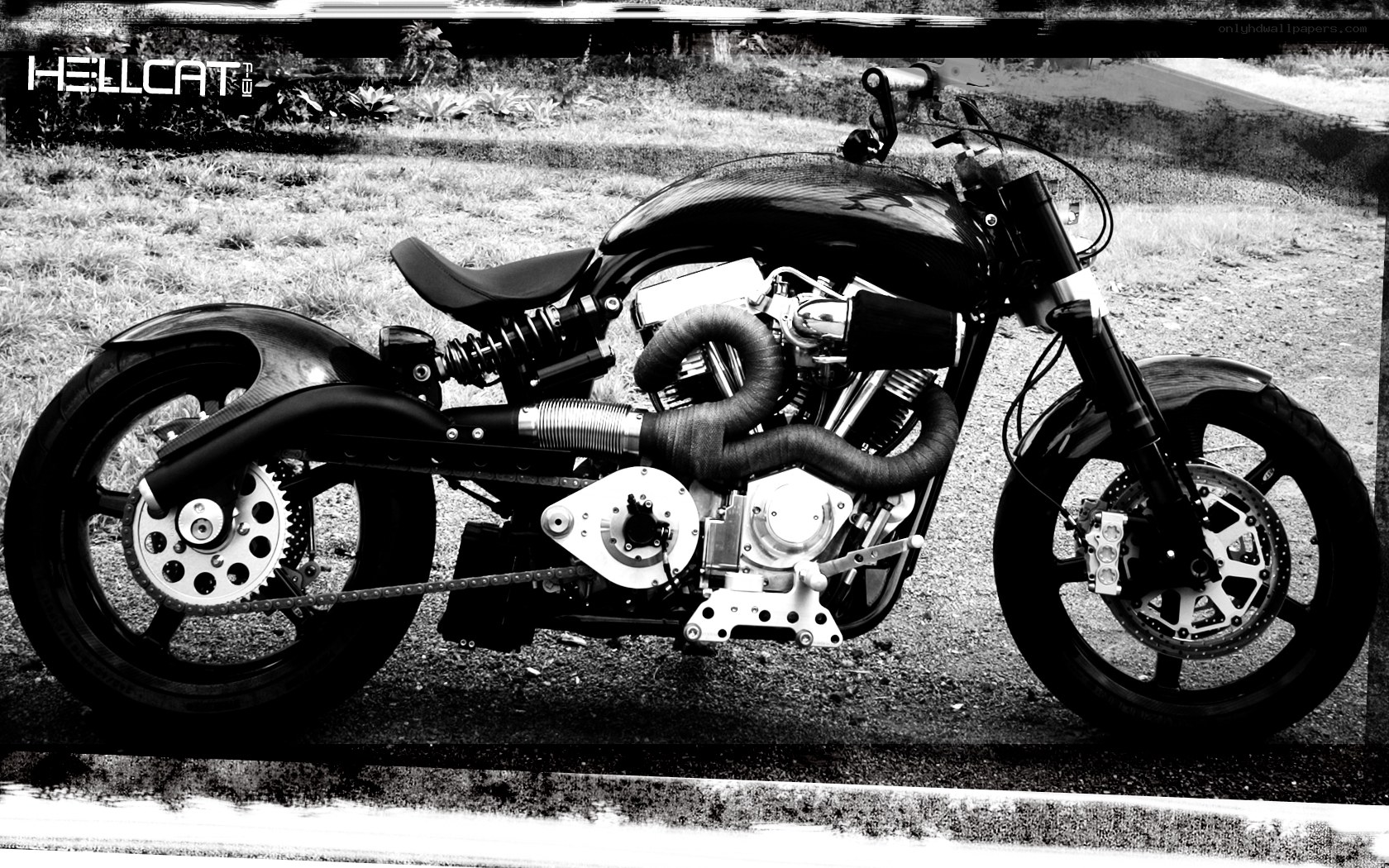 Black and white custom motorcycle