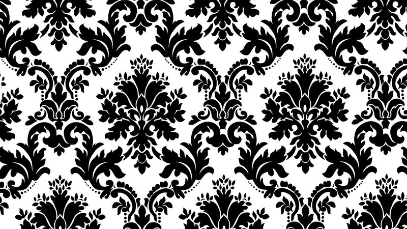 Black and White Damask Pattern — Ornate, Vector Art
