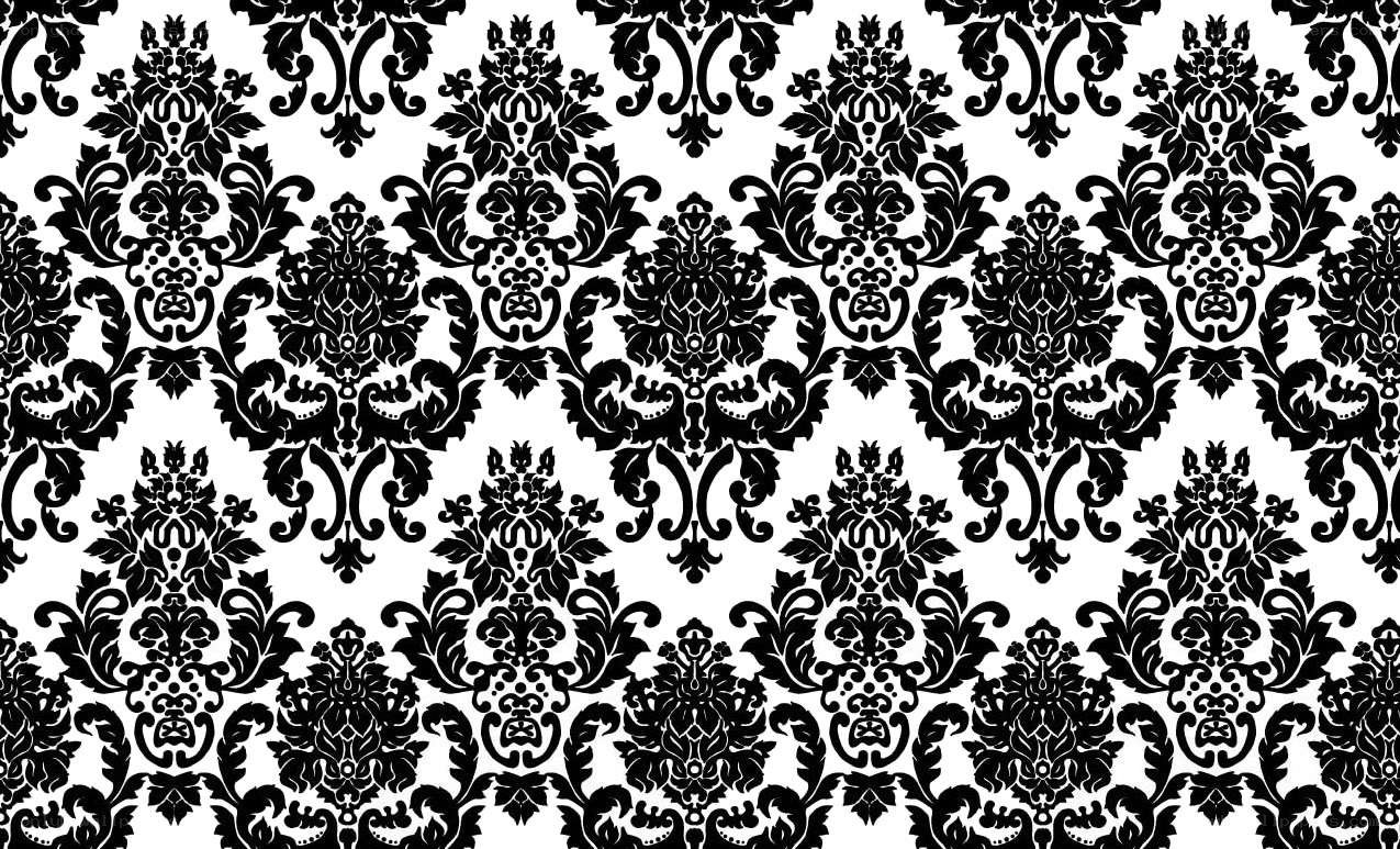 black and white damask pattern
