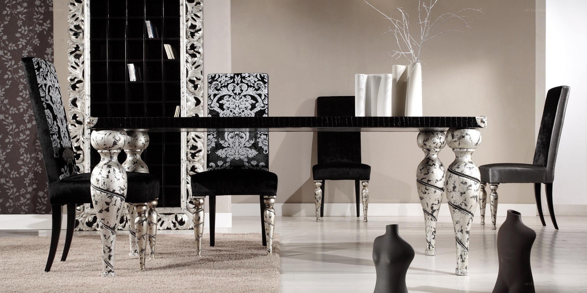 Black and white dining set