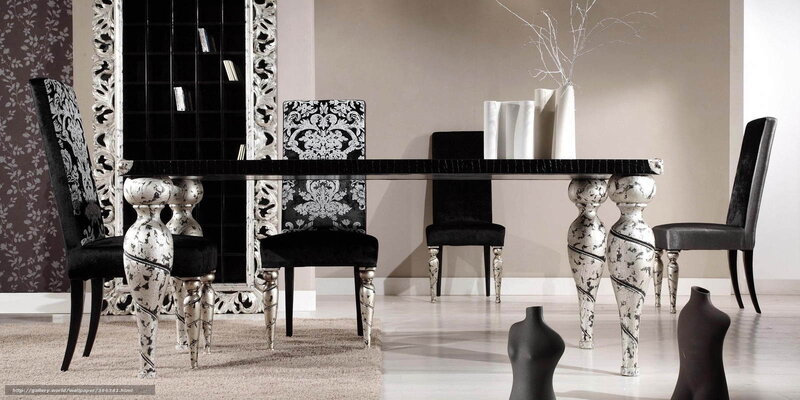 Black and white dining set