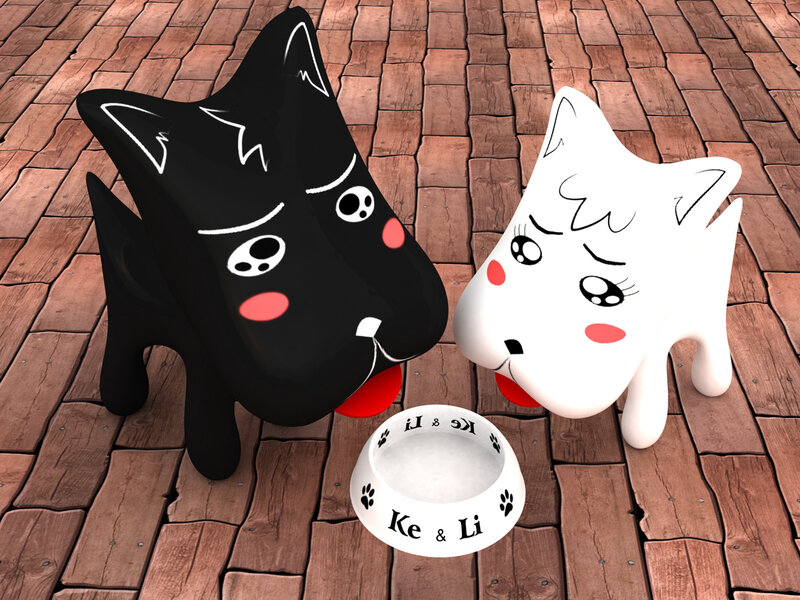Black and White Dog Figurines