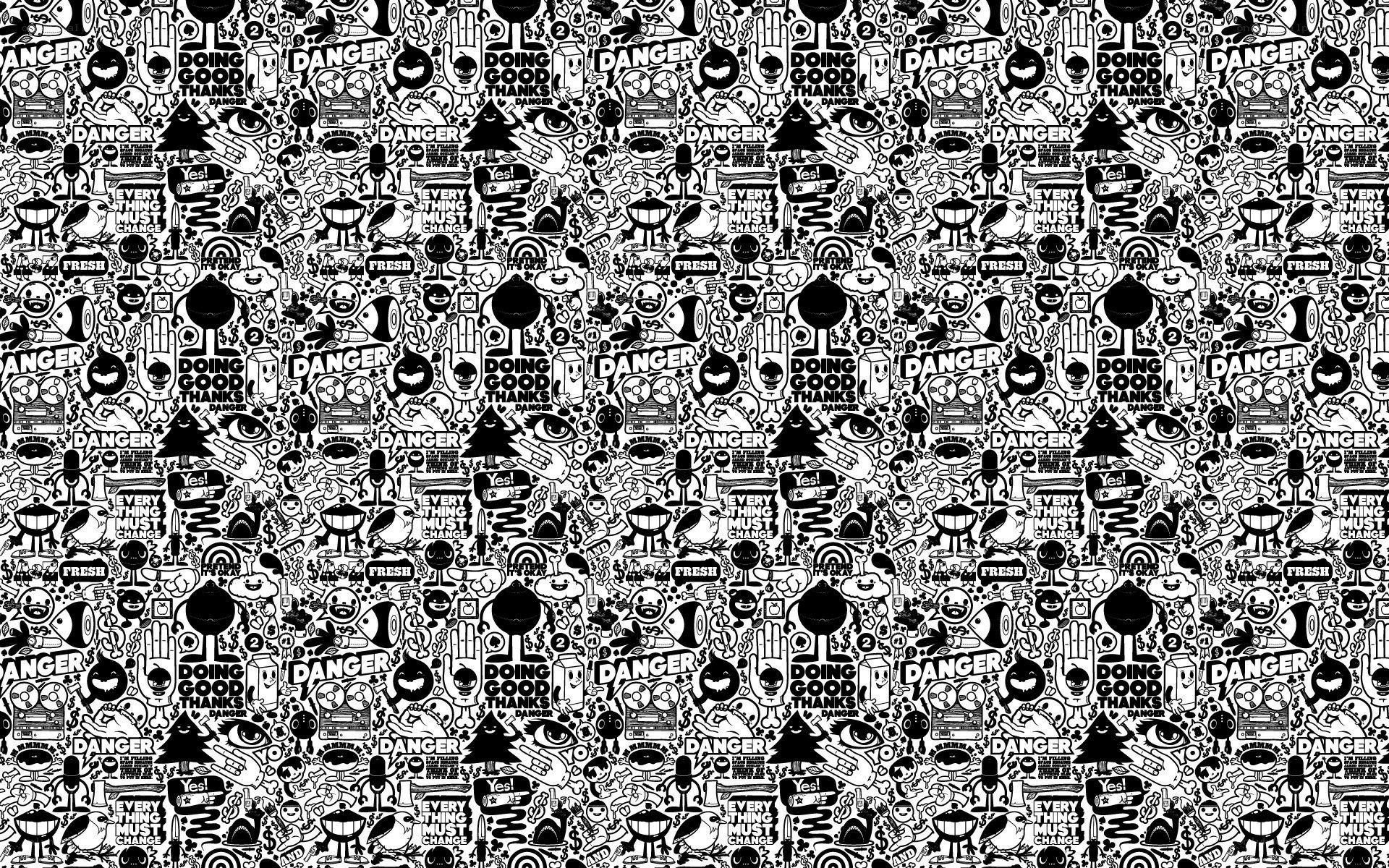 black and white doodle pattern