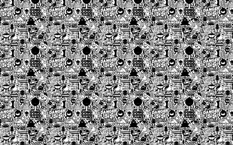 black and white doodle pattern