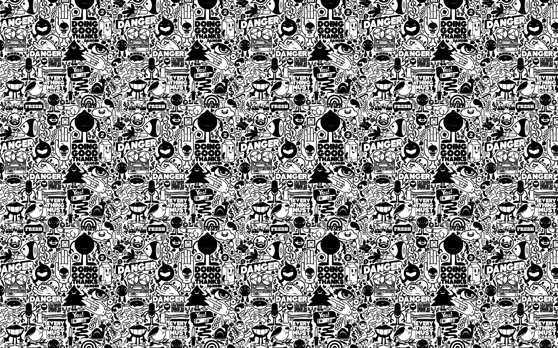 black and white doodle pattern
