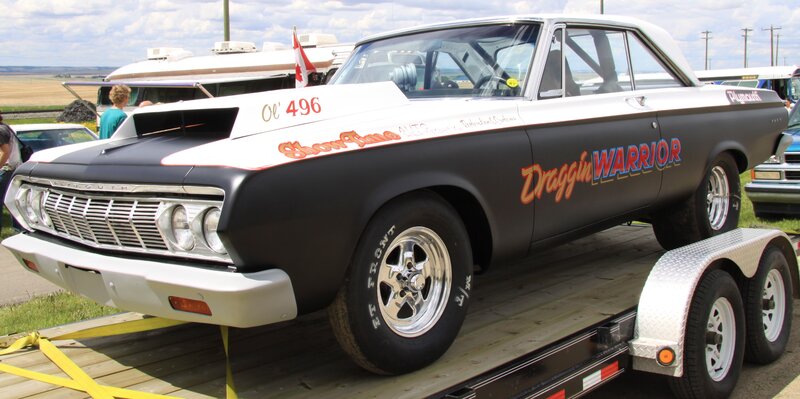 Black and White Drag Racing Car