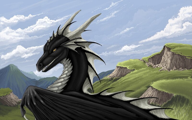 Black and White Dragon — Green