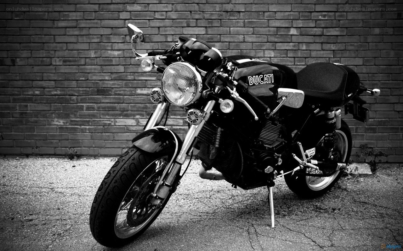 Black and white Ducati motorcycle