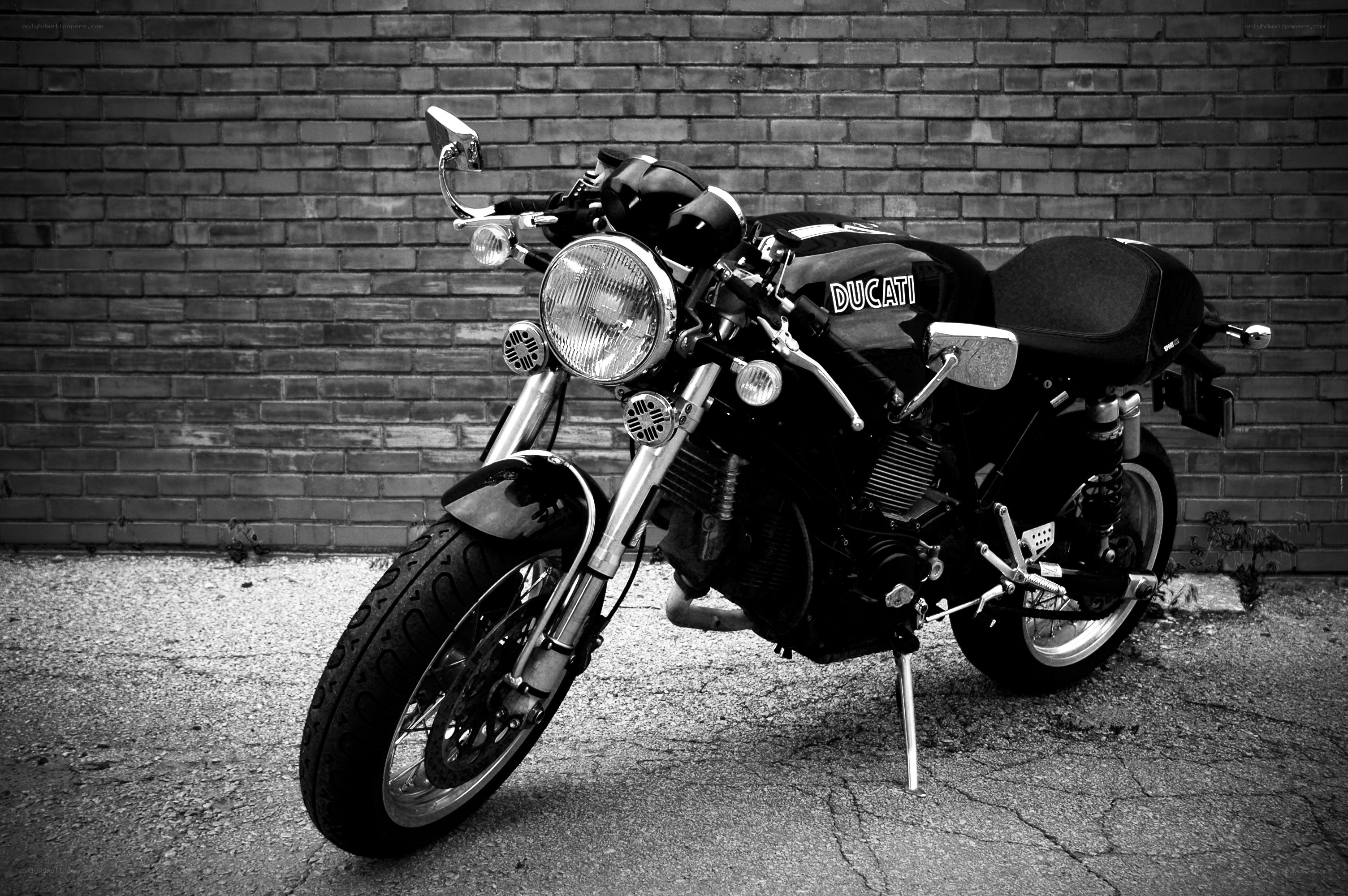 Black and white Ducati motorcycle