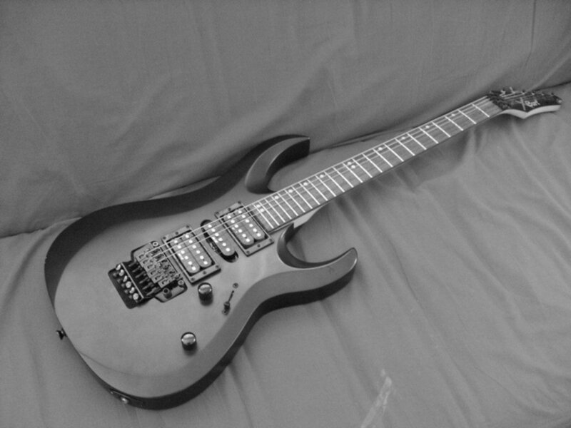 black and white electric guitar