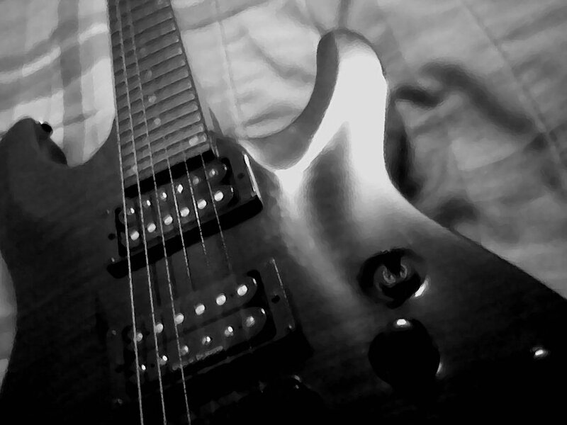 black and white electric guitar