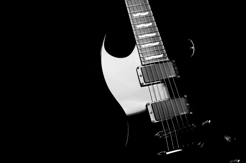 black and white electric guitar