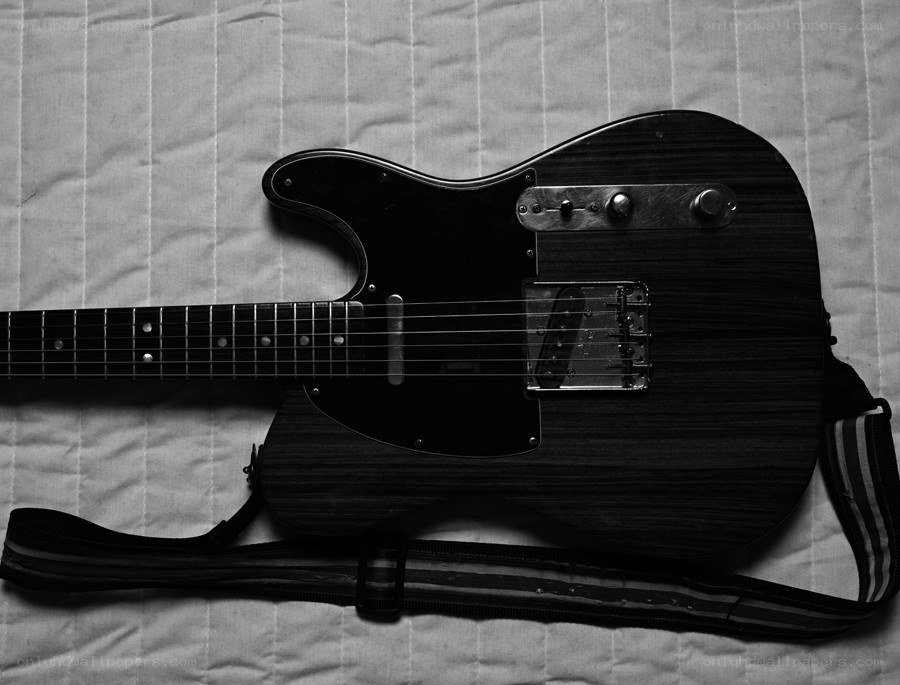 black and white electric guitar