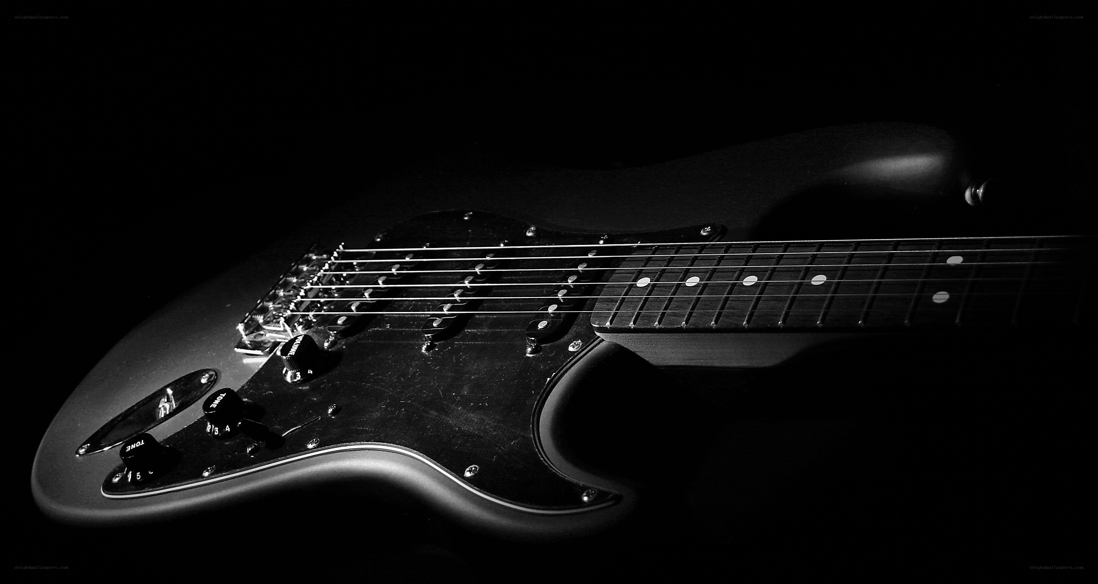 black and white electric guitar