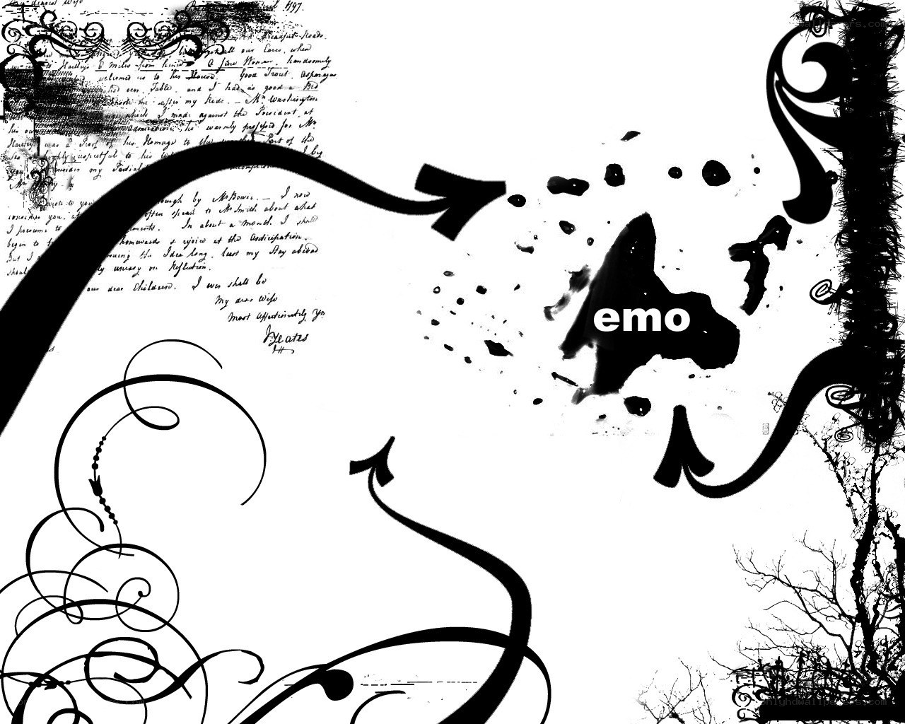 black and white emo art