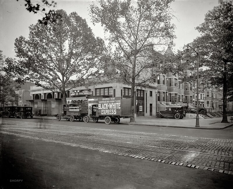 Black and White Express delivery trucks