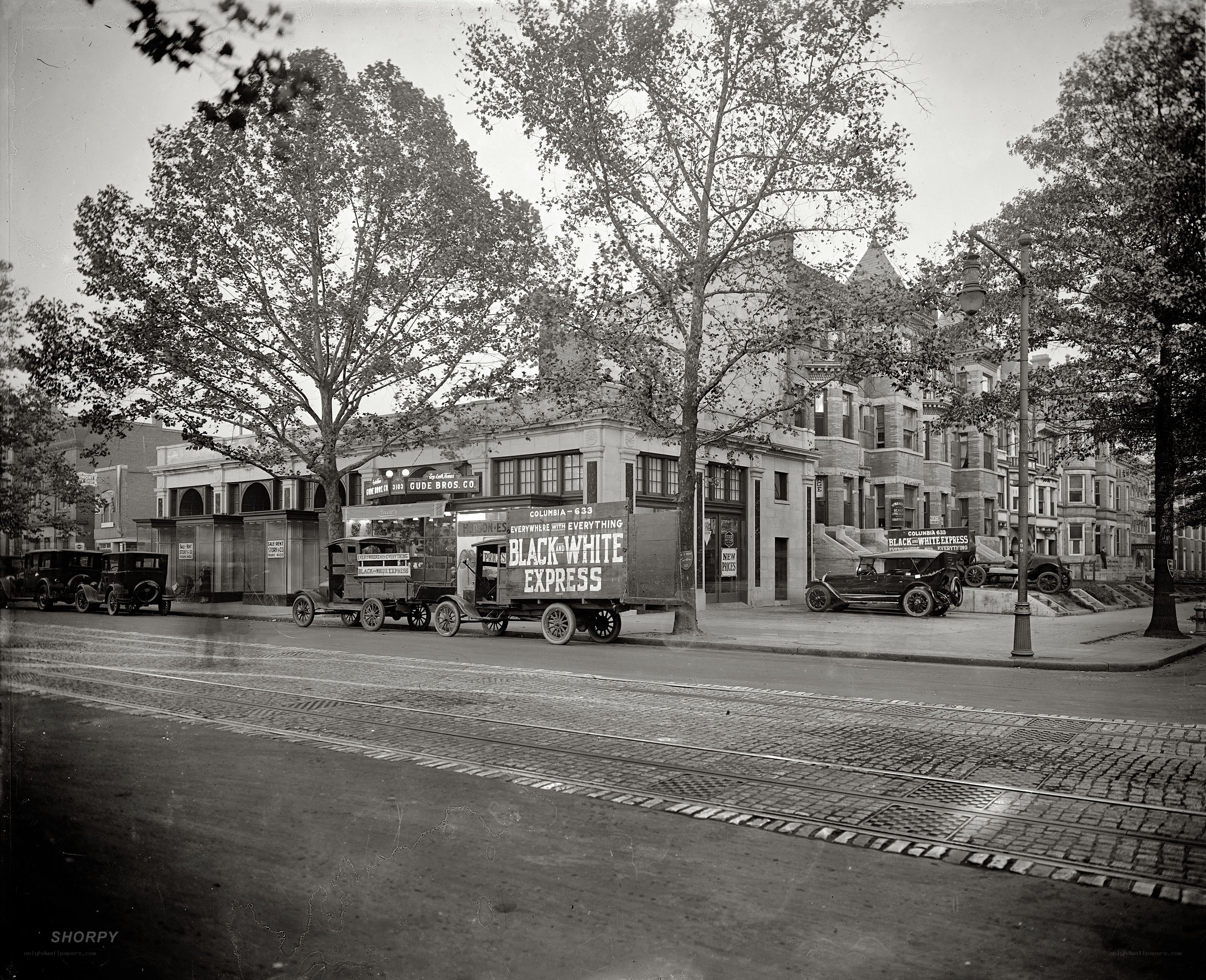 Black and White Express delivery trucks