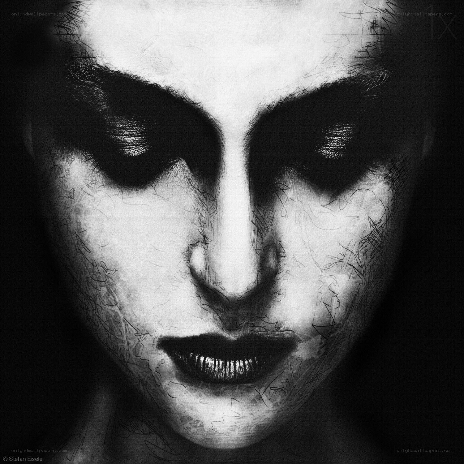black and white face art