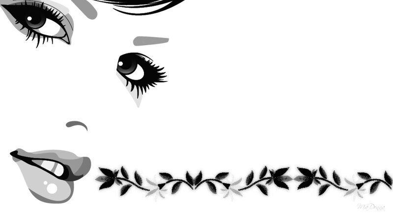 black and white face illustration