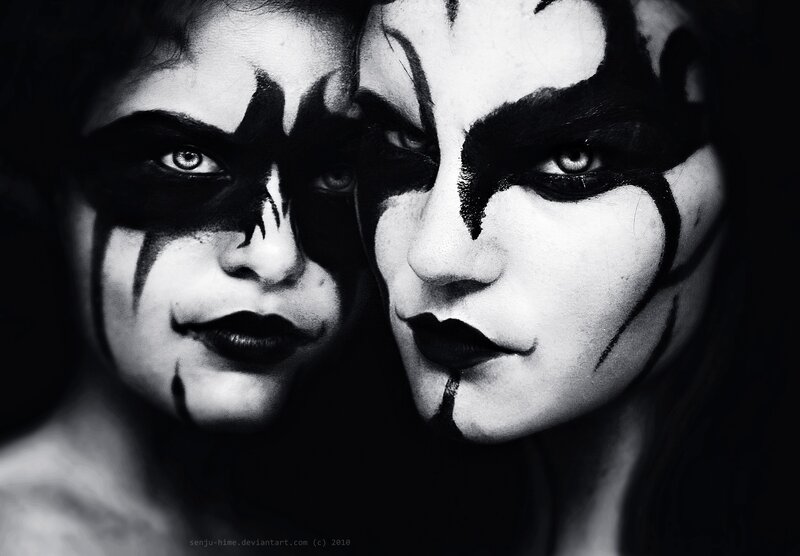 Black and white face paint portrait