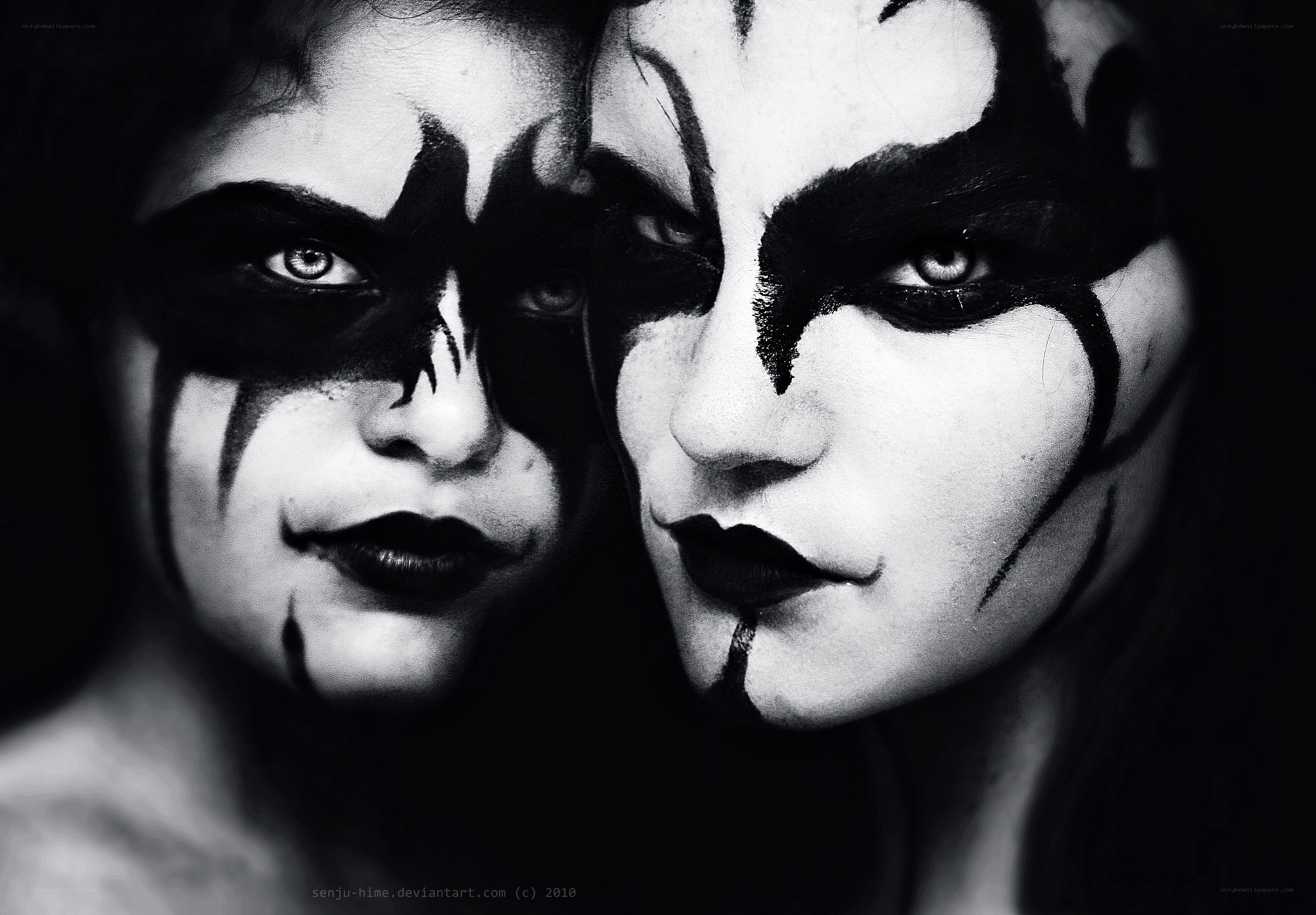 Black and white face paint portrait