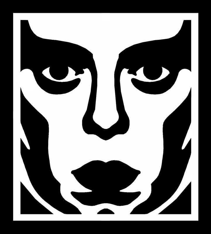 black and white face stencil