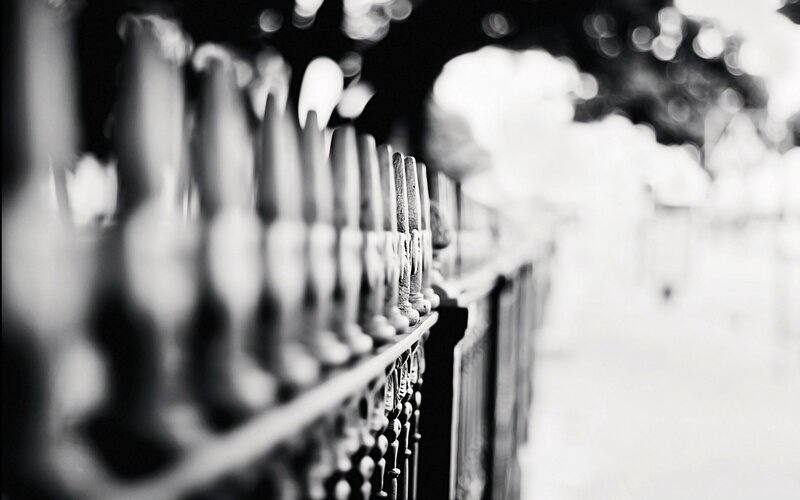 black and white fence detail