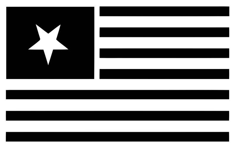 black and white flag with star