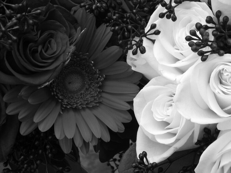 black and white floral arrangement