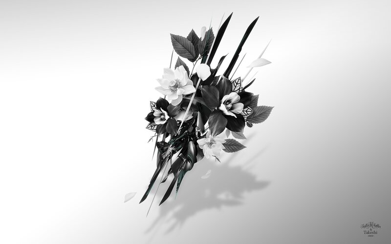black and white floral arrangement