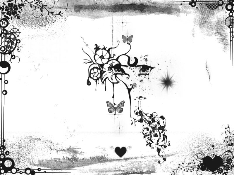 black and white floral art