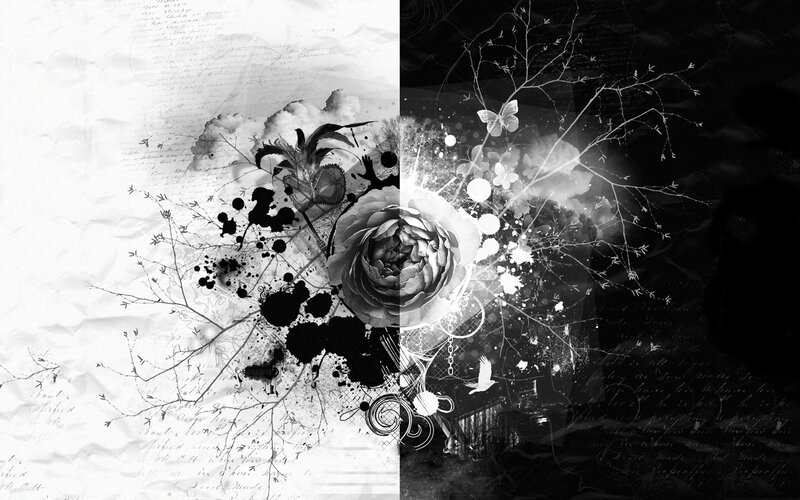 black and white floral collage