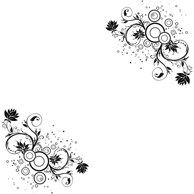 black and white floral corner design